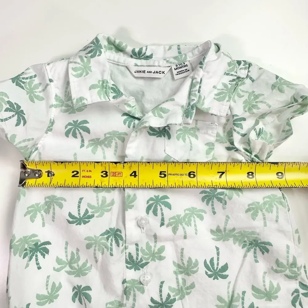 3/$20 Janie And Jack Baby 0 To 3 Months 100% Cotton One Piece Romper Palm Trees